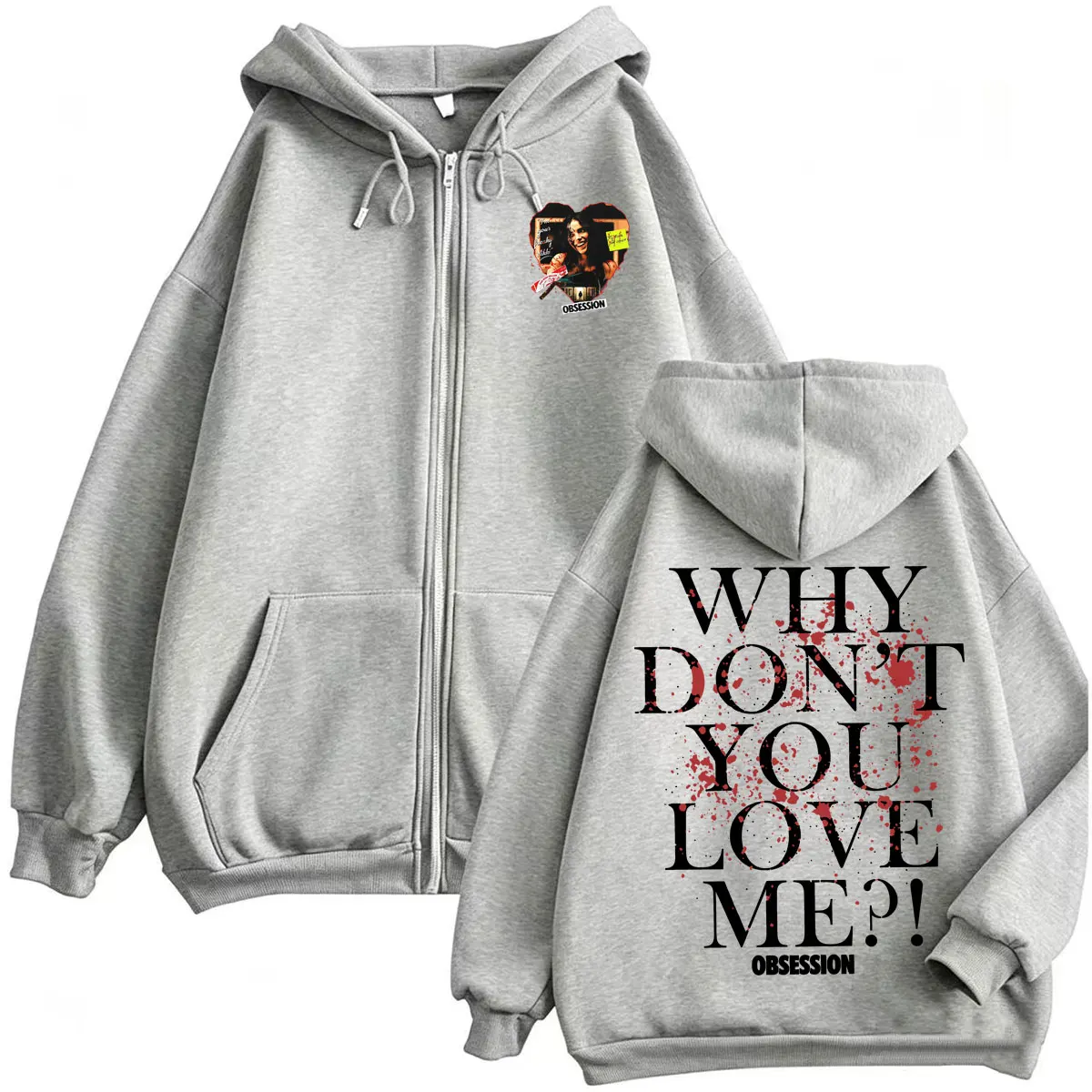 Obsession Horror Why You Don't Love Me Zip Up Hoodies One Wish Willow Sweatshirts Jacke Herren Damen Gothic Thriller Zipper Hoodie – Detail 6