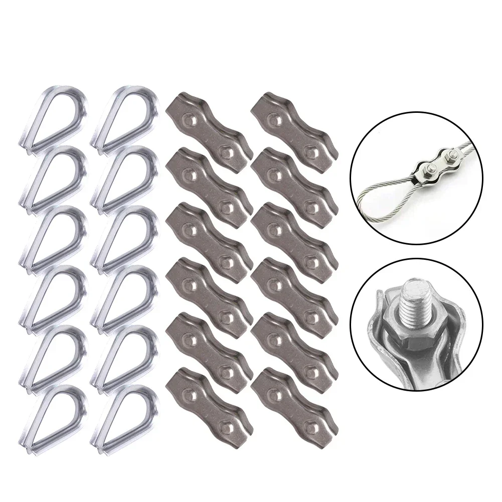 12PCS Duplex Clamp And Wire Rope Thimble Kit 304 Stainless Steel Rope Clip Stainless Steel High Winning Accuracy