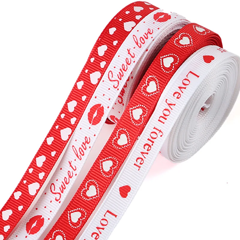 (5 Yards/pack) 10mm Valentine's Day Decoration Ribbon Gift Box Grosgrain Ribbons Flowers Home Wedding Clothing Decorations DIY