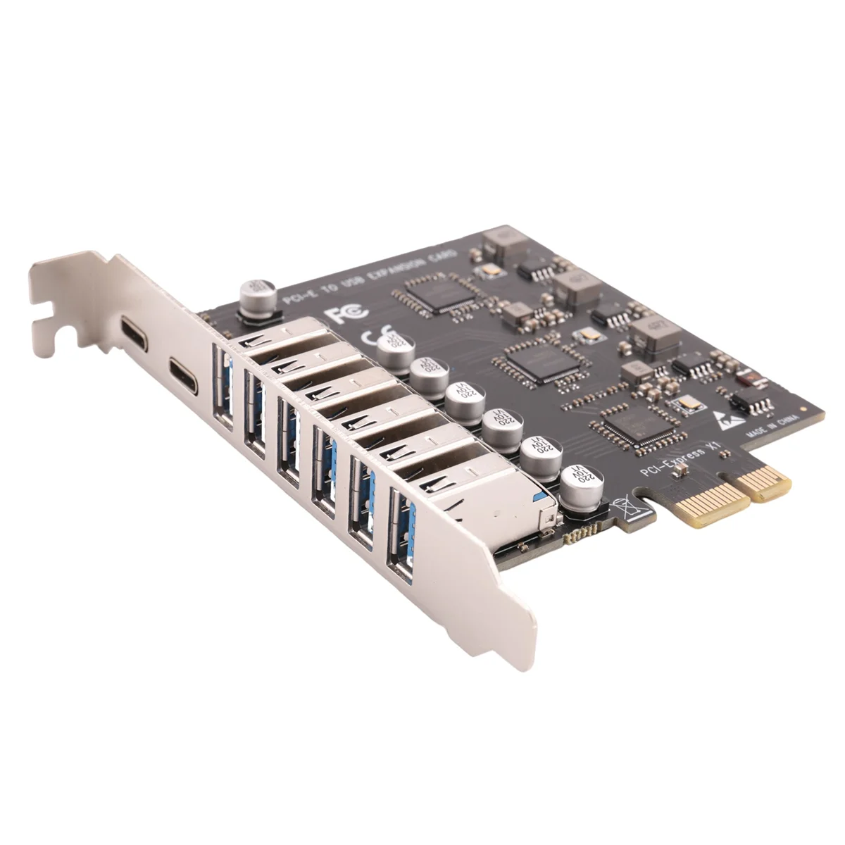SSU PCIe ke USB 3.2 Gen 2 kartu 8-Port (6X tipe-a + 2X tipe-c) konverter PCIE Splitter melalui + NEC Chip untuk komputer Desktop