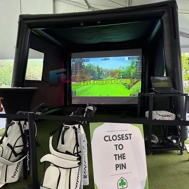 Portable Airtight Inflatable Golf Practice Swing Simulator Tent With Screen Projector for Adults