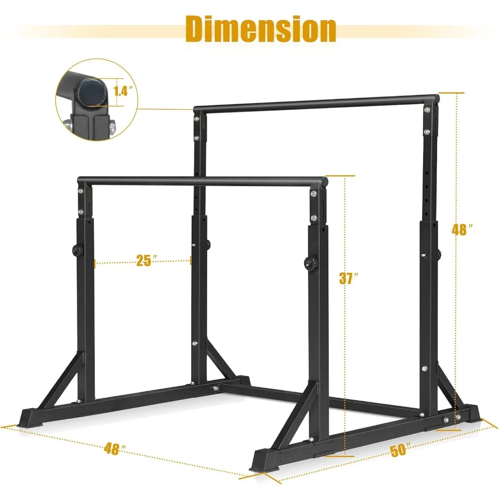 Dip Bar, Heavy Duty Dip Station with 7 Height Levels, 800lbs Adjustable Parallel Bars for Tricep Dips Pull-Ups L-Sits