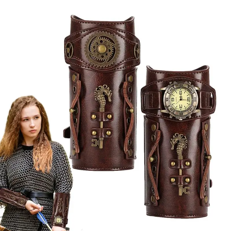 

Viking Leather Arm Guard PU Leather Cosplay Vintage Wrist Guards Adjustable Costumes & Accessories For Halloween Role Play