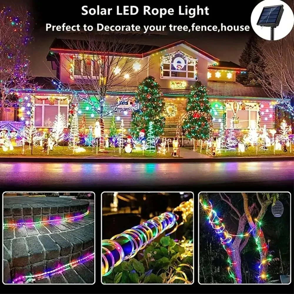 Outdoor Solar Rohr Seil Led Licht Garten Weihnachten Dekoration Fee String Licht 32m/22M/12M/7M Hochzeit Im Freien Party Led Lampe – Detail 13