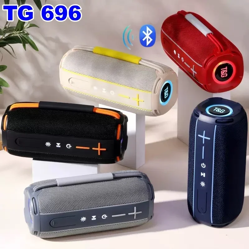 

TG-696 Wireless BT Portable Subwoofer Speaker Outdoor Waterproof Fabric Art with RGB Light for Desktop Computer TF/USB Boombox