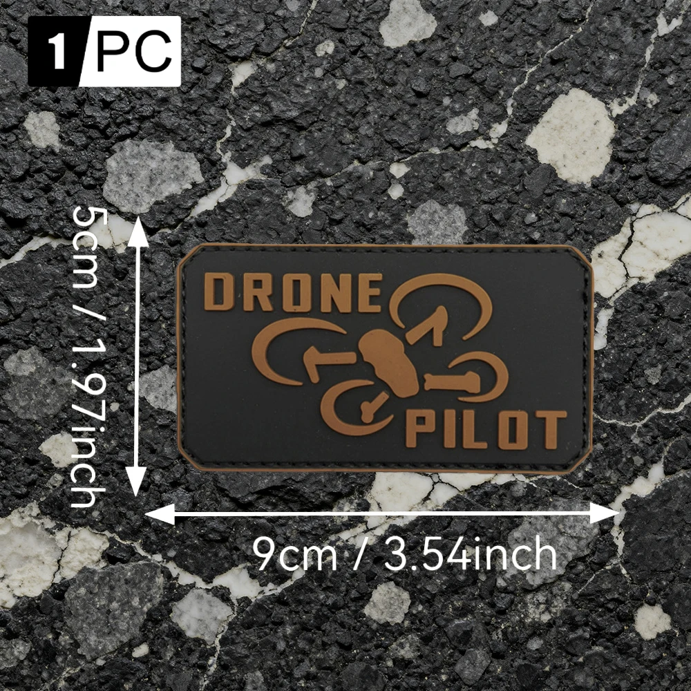 Rectangular quadcopter pattern patch made of PVC luminous material, comes with matching hook side for DIY decoration on backpacks, hats, jackets, luggage