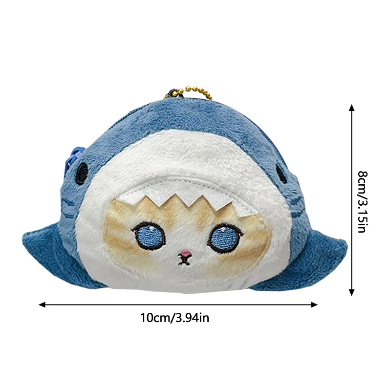 Shark Cat Plush Zero Wallet Cute Backpack Pendant Fried Shrimp Cats Storage Small Bag Mini Doll Earphone Bag Gifts