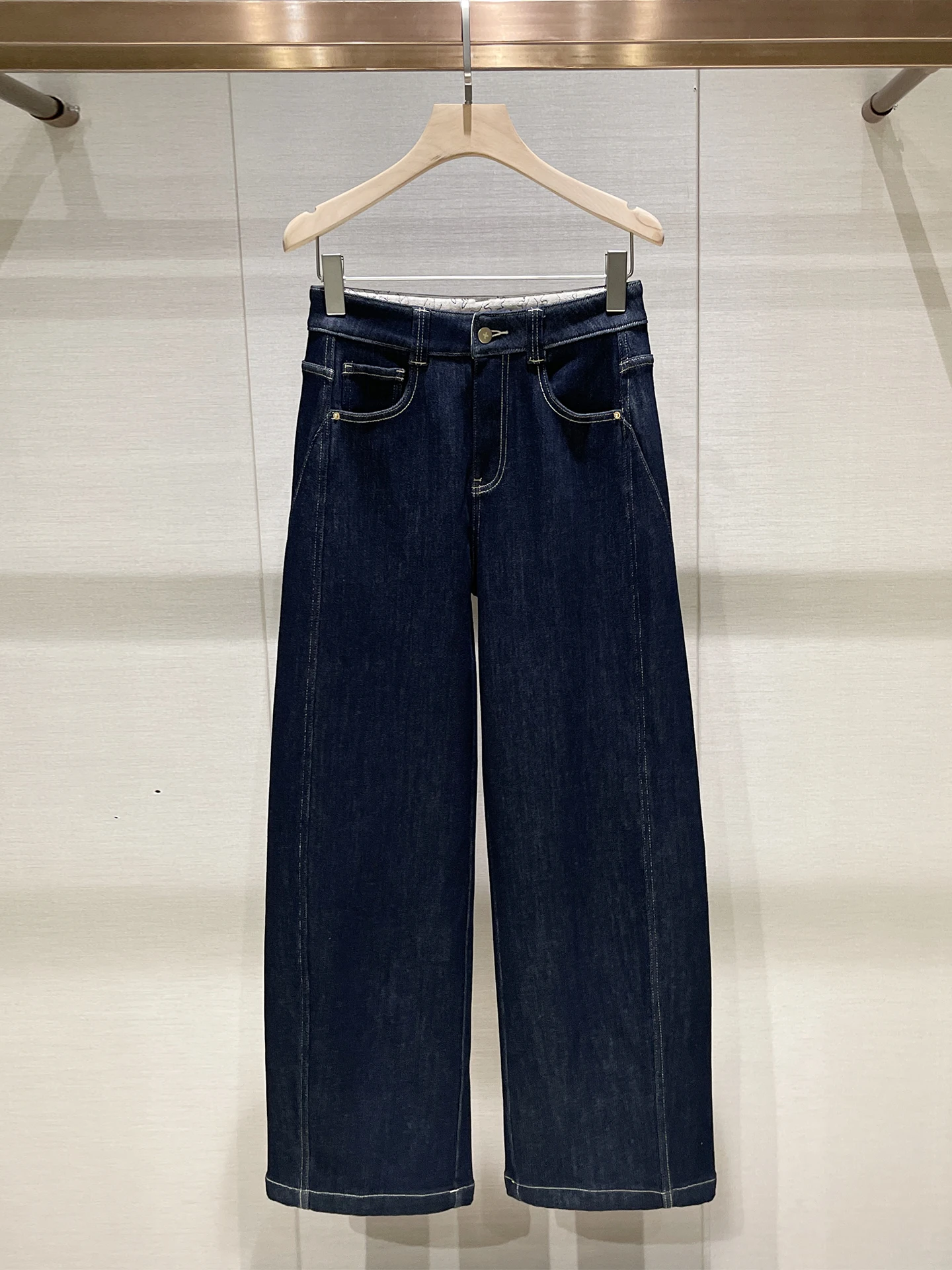 

Джинсы с высокой талией на подкладке, синие повседневные женские джинсы, удобные эластичные джинсовые брюки, винтажные американские брюки