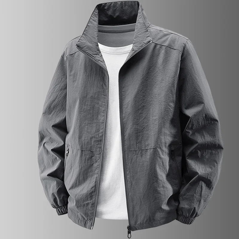 Herren Stehkragen-Jacke Frühling Atmungsaktiv Leicht Knitterfrei Windbreaker Outdoor Sport Freizeit Schnelltrocknende Arbeitsjacken – Detail 5