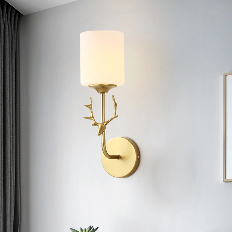 

Modern Antlers Glass Wall Light Fixture Gold Deer Head Wall Lamps for Living Room Bedroom Bathroom Wall Sconces Light Fixtures