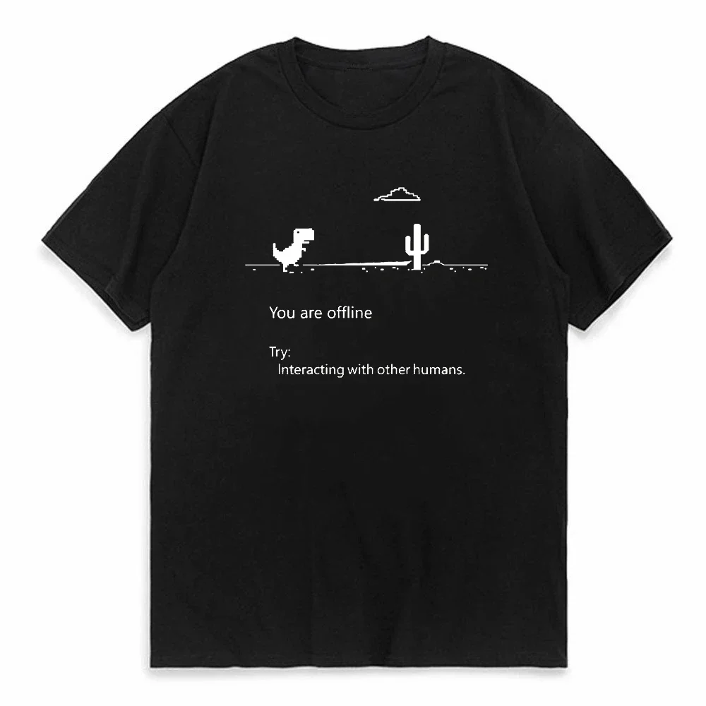 Men's 'You are offline...' Print T-shirt women Oversized Short Sleeve Tops For Spring Summer Causal Loose Tees Tops