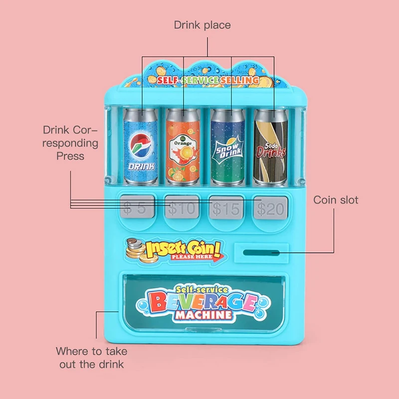 Children\'s Simulated Beverage Vending Machine Toys Coin-operated Shopping Vending Role-playing Educational Gift Toys