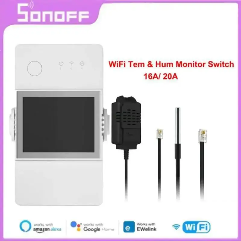 SONOFF TH Elite 와이파이 스마트 스위치 LCD 디스플레이, 온도 및 습도 모니터링 스위치, 스마트 홈 자동화 모듈, 16A, 20A 