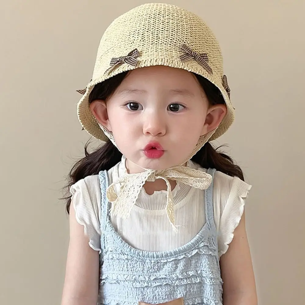 

Fashion Summer Baby Straw Hat Bow Travel Lace Straw Hat Beach Outdoor Children Panama Caps for