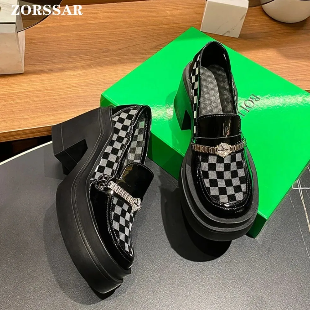 Platform Heels Chunky Loafers Women Spring New Super High Heel Y2k Mary Jane Shoes Black Pumps Thick Heel Office Shoe Woman 2024