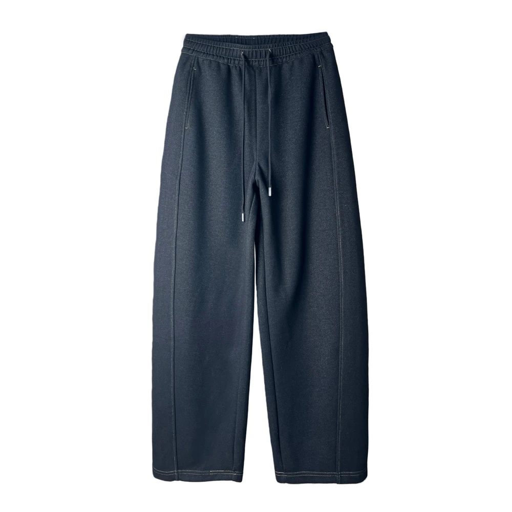 

Slimming High Waist Dstring Elastic Loose Wide Leg Banana Denim Jeans Deep Blue Casual Loose Fit Women's Spring 2026