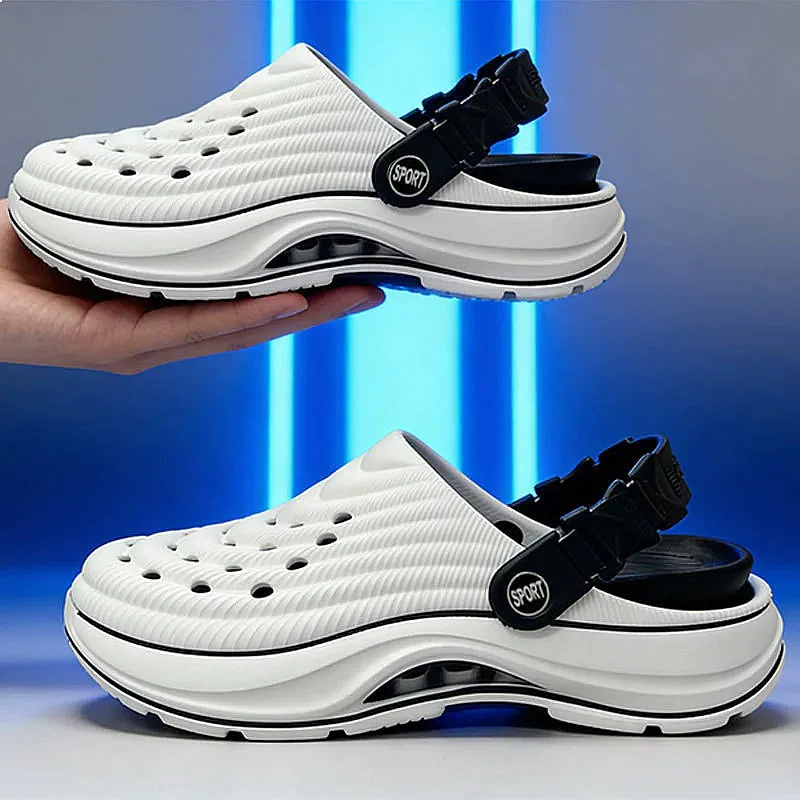 EVA Mesh Slippers Men Thick Sole Sock-Cushioned Summer Outdoor Sandals Anti-Slip Rubber Soles Beachwear