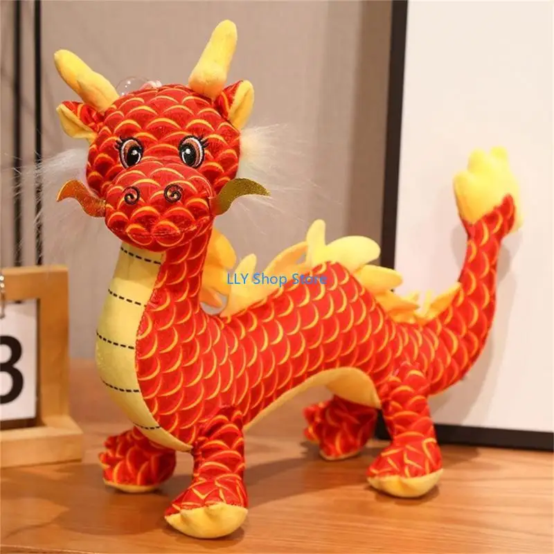 T8UD mềm nhồi con rồng búp bê sang trọng trẻ ngủ và chơi đồ chơi đồ trang trí nhà trẻ quà tặng động vật 4 màu