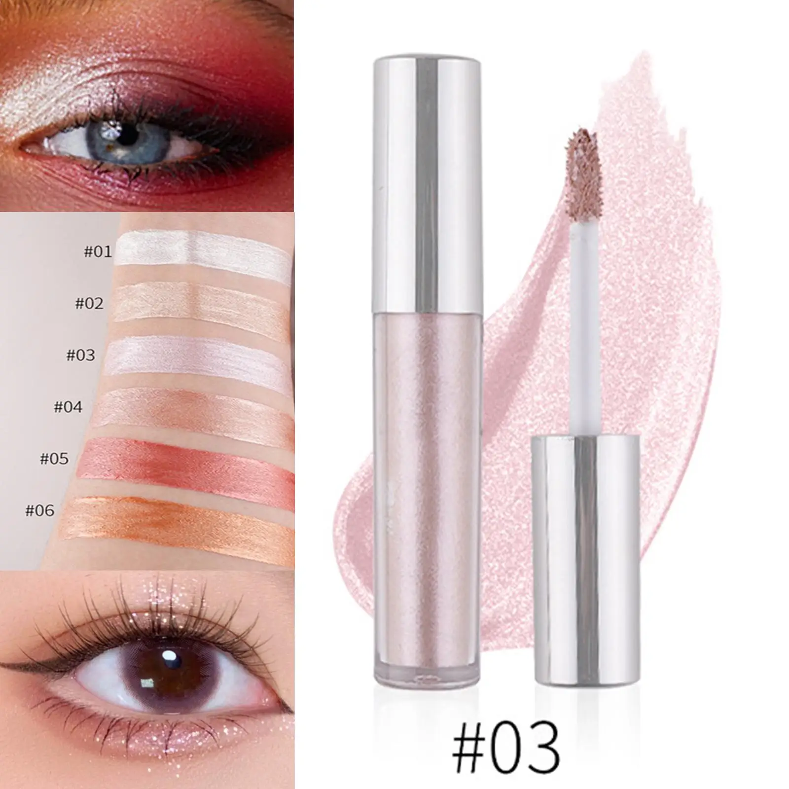 2xLiquid Glitter Eyeshadow Shine سهل التطبيق، متعدد الاستخدامات ومضاد للتلطخ، طراز C