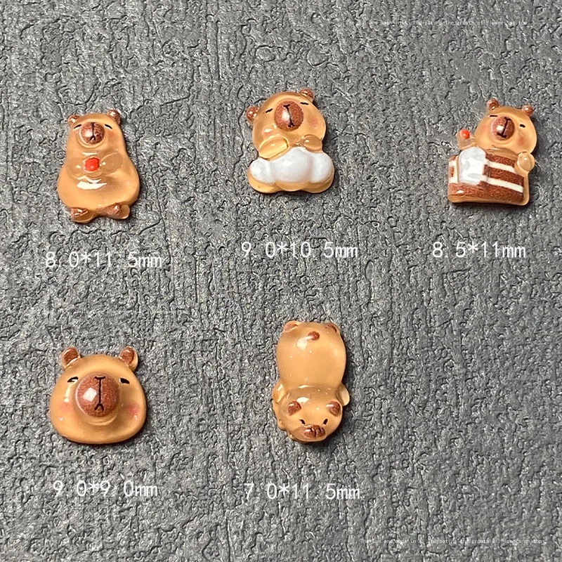 10 stuks hars schattige cartoon kapibala nagelkunst decoratie bruin capibara nagelbedels nagelaccessoires doe-het-zelf ambachten hoaг laaг soi