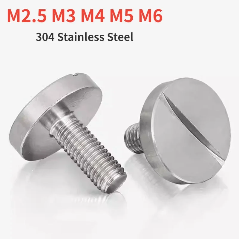 M2.5 M3 M4 M5 M6 304 Stainless Steel One-Word Slot Extra Large Flat Head Slotted Screw Flat Round Head Bolt
