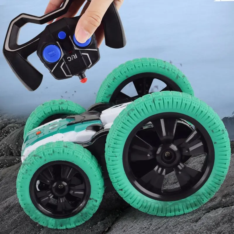 

2.4g Remote Control Car With Cool Lighting Double-Sided Fancy Stunt Tipping Bucket Children'S Electric Remote Control Toy Gift