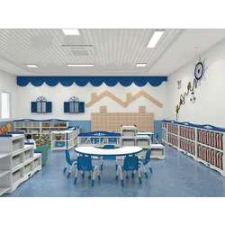 Daycare Furniture Set Kids Blue Table And Chair Classroom Chair Kids Wood Cabinet Furniture Wholesale