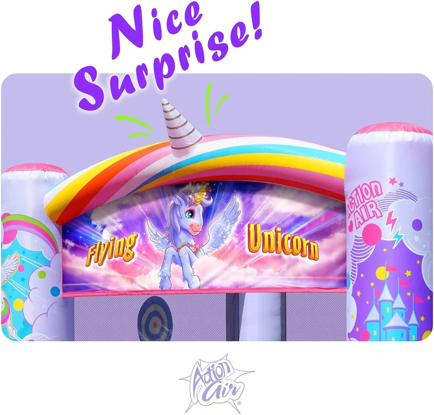 Casa de rebote, Casa de rebote inflable de princesa con soplador, Casa hinchable rosa para niñas, Castillo hinchable con tema de unicornio volador, Dur