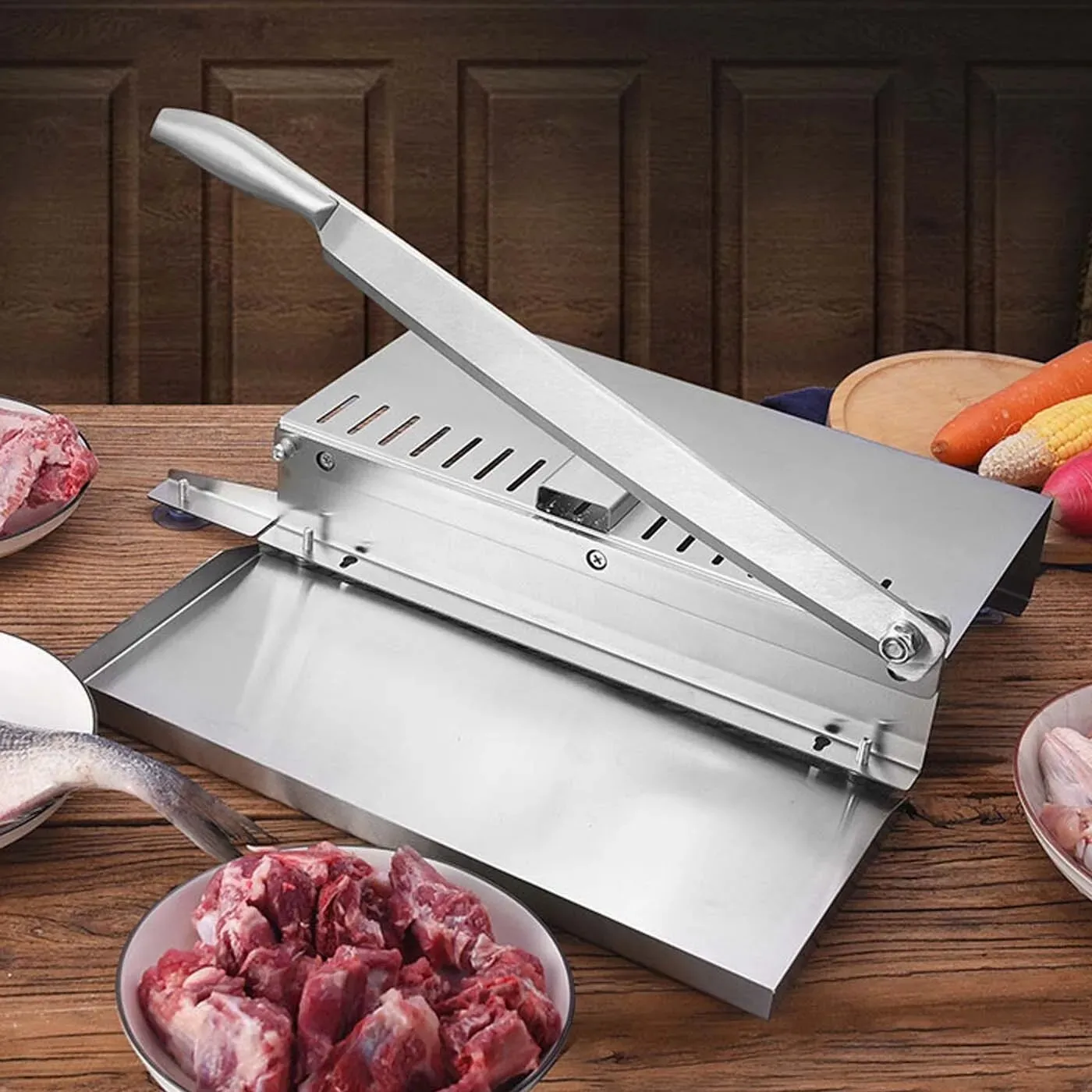 Multifunctional Stainless Steel Manual Meat Cutter Vegetable Cutter Non-slip Foot Pad Household Kitchen Food Processing