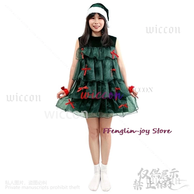 2024 Kerstkostuum Cosplay Anime Jurk Lolita Kawaii Holiday Party Danspak Groene Kanten Jurk Voor Vrouw Meisjes Aangepast