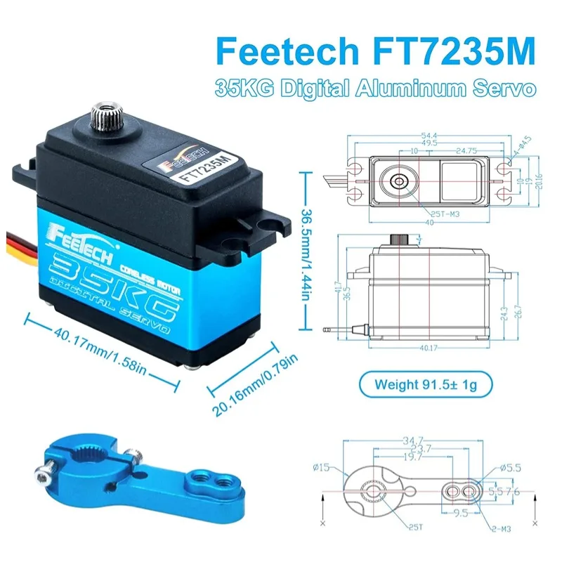 35kg RC Servo Coreless Servo High Torque Steel Gear Waterproof Digital Servo for DIY 1/8 1/10 Rc Cars, Traxxs X4, Rc4wd, GTR 180