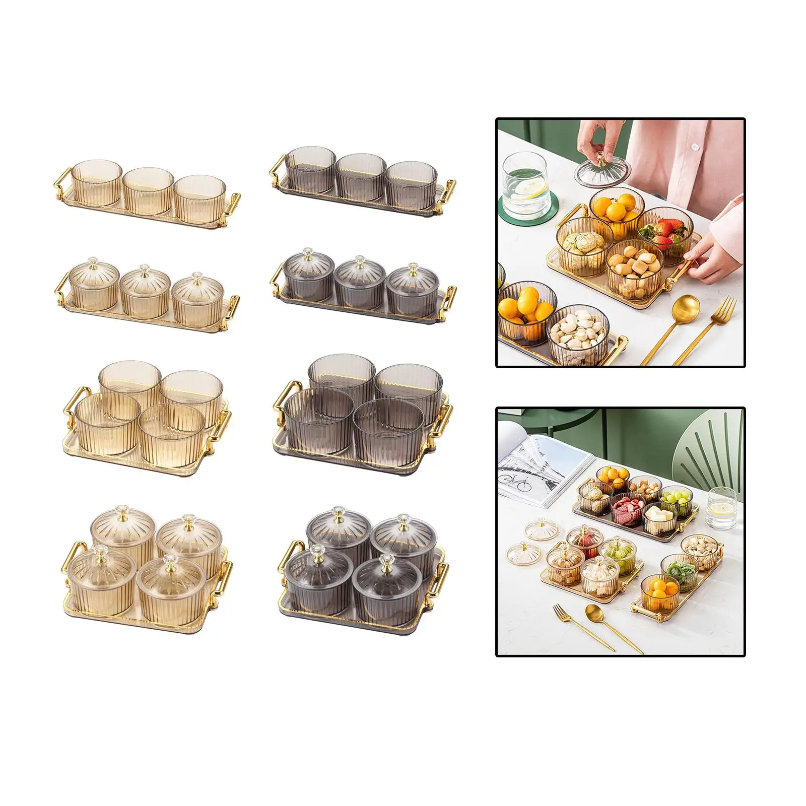 Divided Serving Platter Dried Fruit Plate Nuts Tray with Tray Serving Bowls
