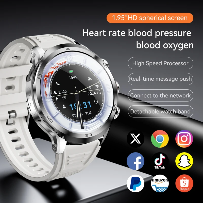 

4G Full Network Android Smartwatch 190° Rotary Camera Rotary Encoder Health Data Detection Smart 1.95'' Large Amoled Sreen Watch