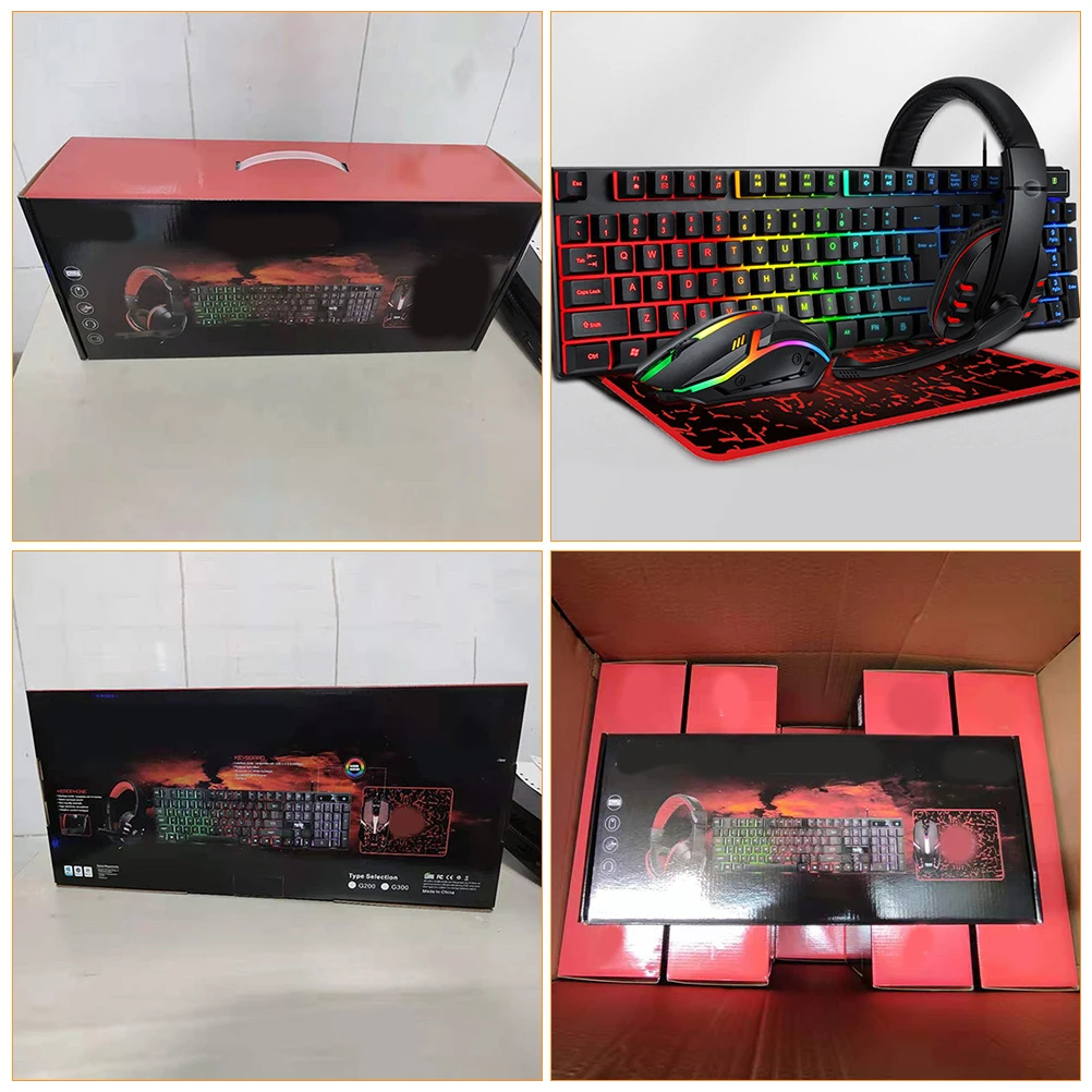 

Colorful Backlit Keyboard Mouse Headset Ergonomic USB Wired Computer Accessories RGB Gaming Set Deluxe Combo For Gamers Stable