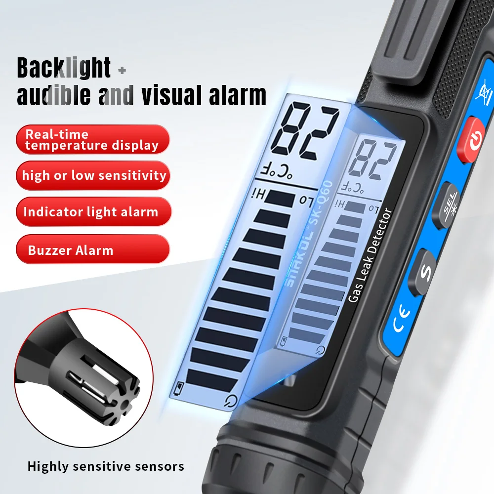 New Portable Combustible Gas Detector Gas Leak Tester 1000PPM Sound & Screen Alarm Gas Sniffer Test Tools For Natural Methane