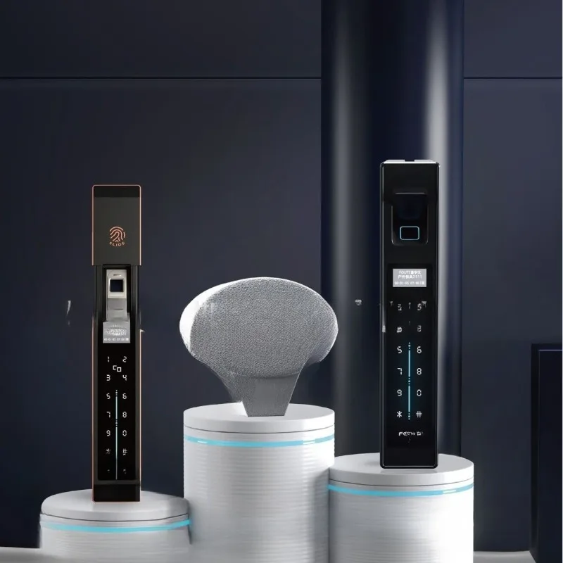 Office glass door fingerprint lock, shop single door double door free opening password swipe card key smart lock