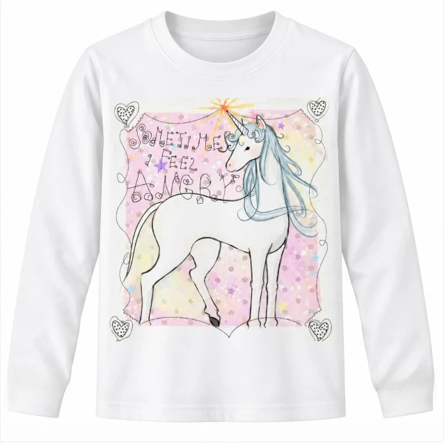 Women Y2K Long Sleeve T-Shirt Sometimes I Feel Angry Unicorn Graphic Slim Fit White Tee Cute Grunge Streetwear Tops - view 3