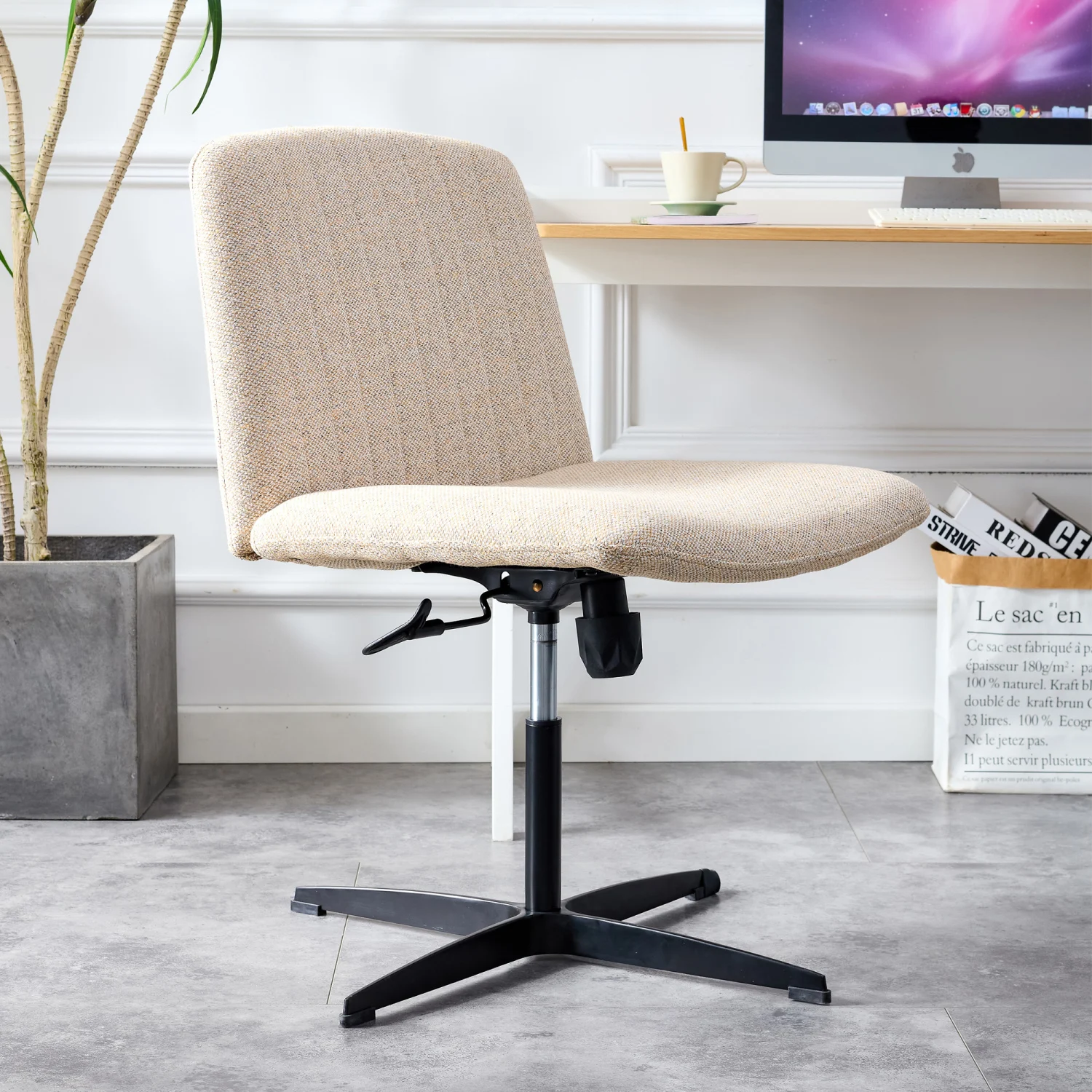 Fabric Material Home Computer Chair Office Chair Adjustable 360 ° Swivel Cushion Chair With Black Foot Swivel Chair Makeup Chai