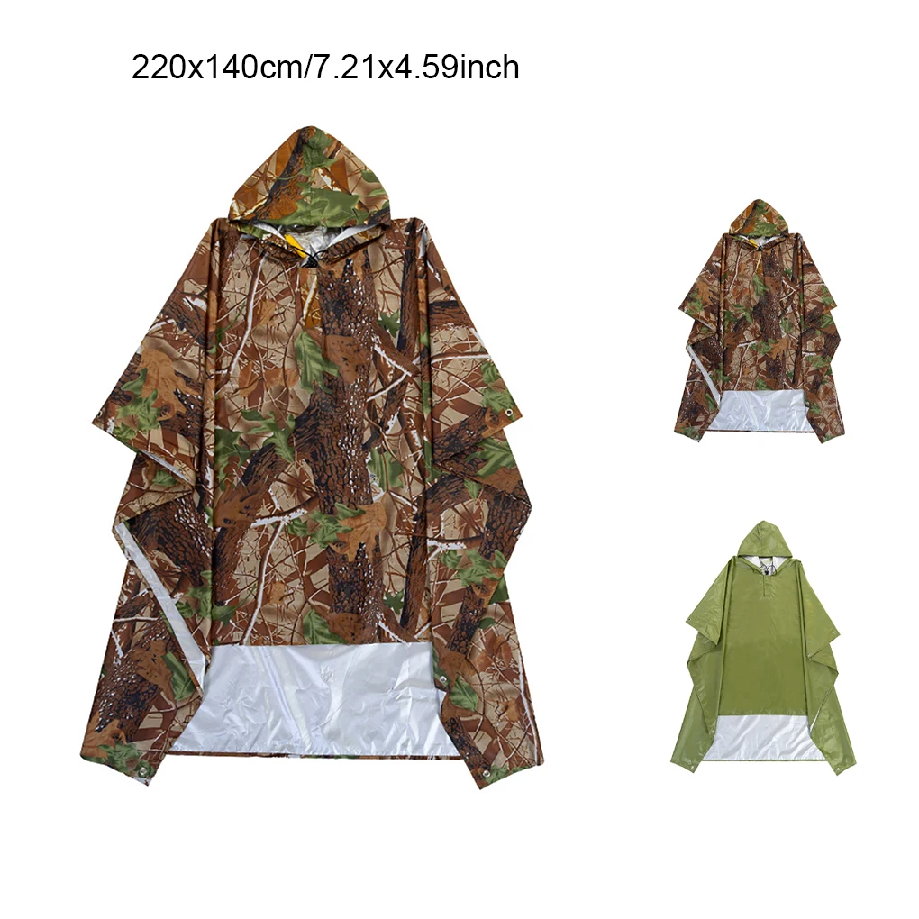 Light 3-in-1 Rain Coats Backpack Cover Climbing Hiking Rainwear Poncho Jacket Waterproof Rainshade Picnic Mat Camouflage