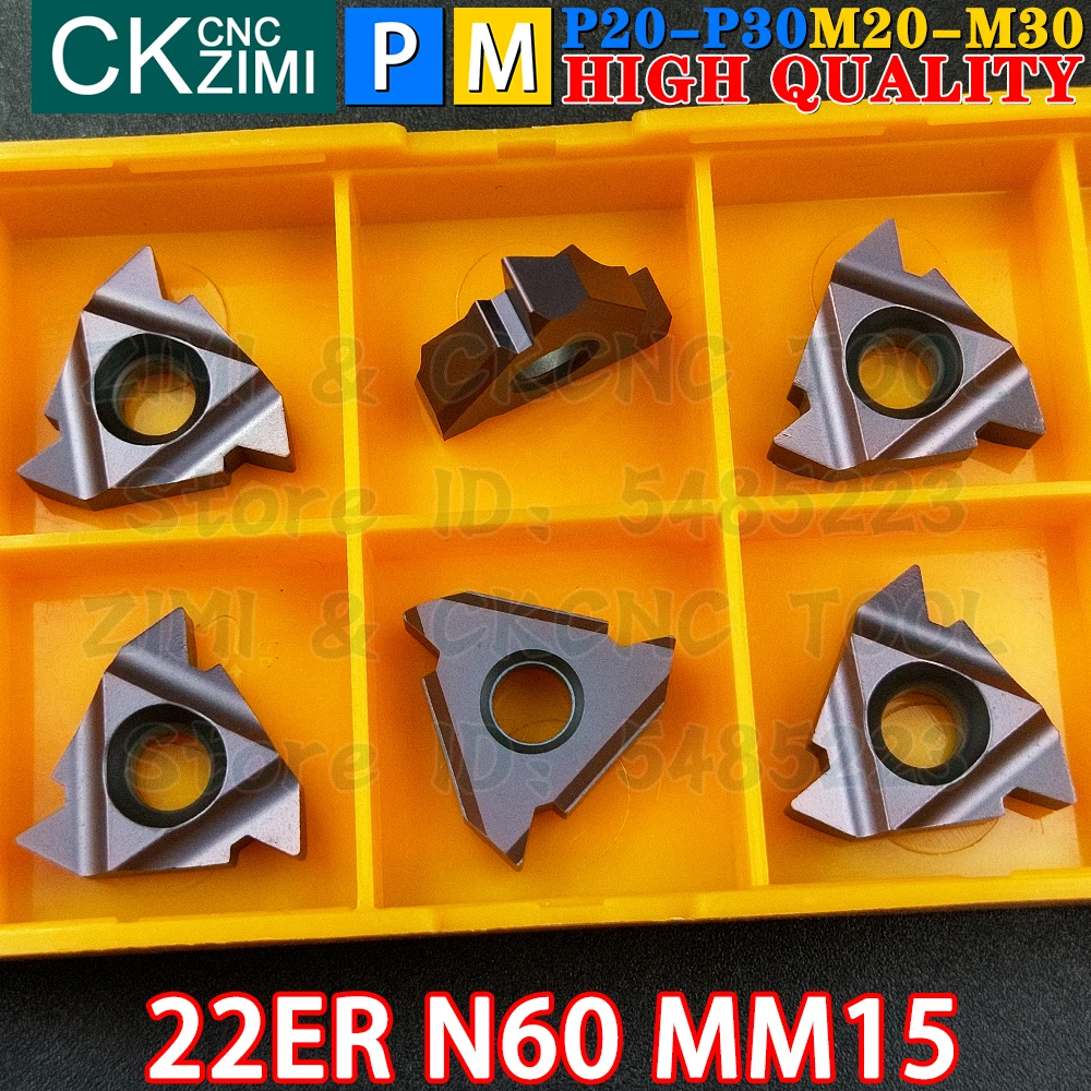 22ER N60 MM15 Carbide Inserts External Thread Threaded Inserts Tools MMT22ER N60 CNC Machine Metal Lathe Turning Cutter Tools