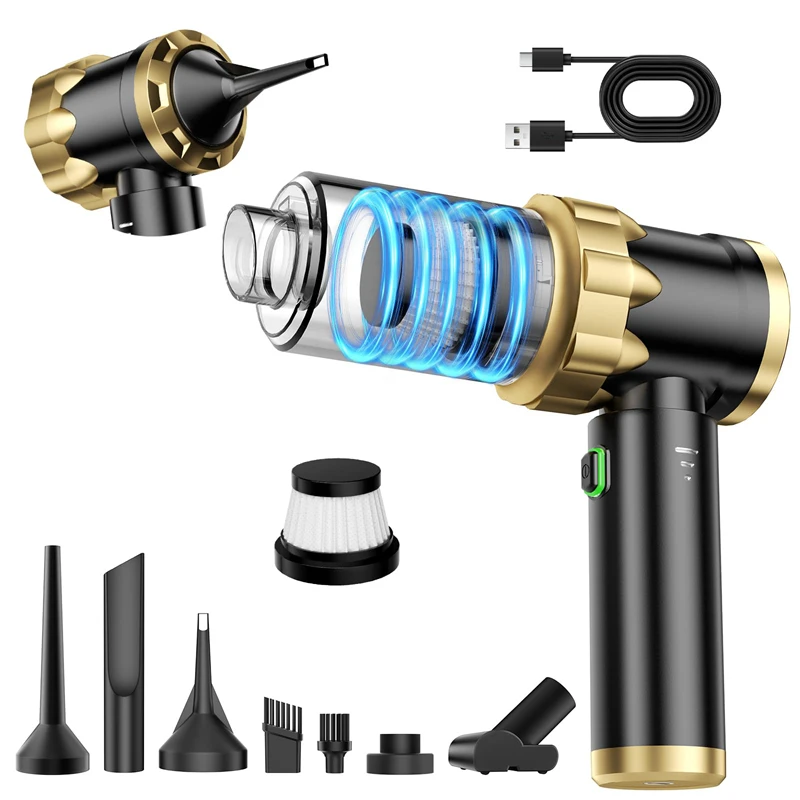 

Портативный беспроводной ручной пылесос для автомобиля с мощностью всасывания 16000 Па, 7-в-1: воздуходувка/пылесос, перезаряжаемый, для автомобиля и дома