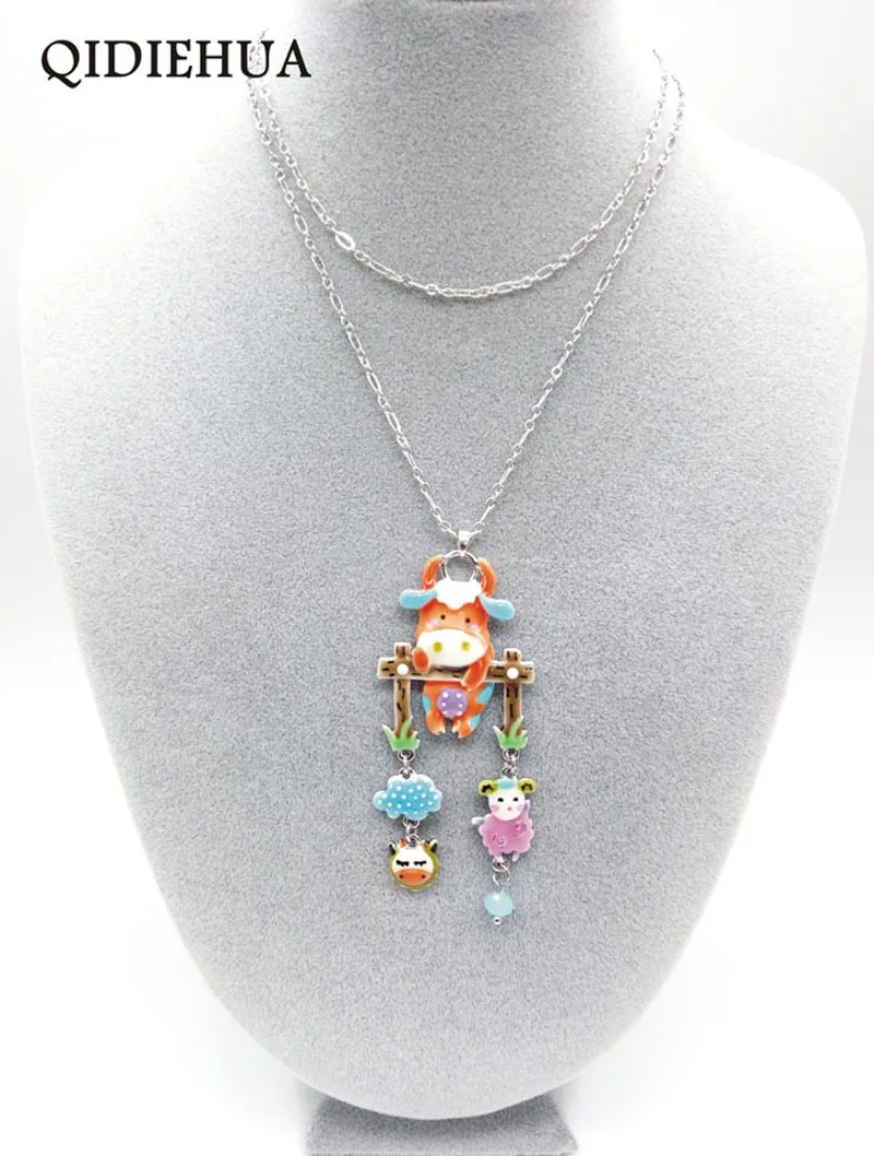 Statement Maxi Enamel Animal Long Necklace Alloy Pendant Chain Collar For Women Pets Accessories Fashion Jewelry Wholesale