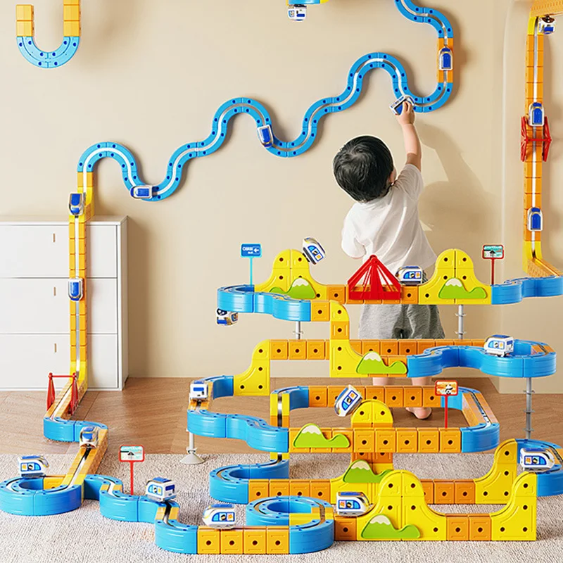 Ensemble de Train magnétique Transformable, voies de construction polyvalentes, jouets tendance, Train, bricolage, voiture ferroviaire Non à distance, cadeaux pour enfants