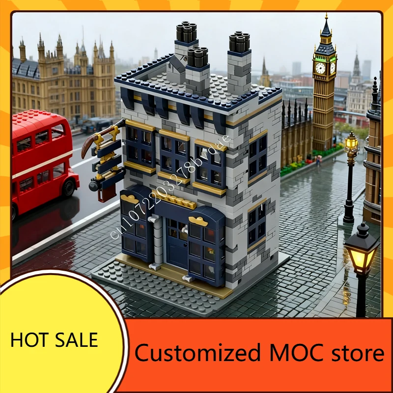 

1281 шт., книги с изображением волшебника, MOC-головоломка, креативный праздник, вид улицы, город, архитектура, день рождения, сделай сам, сборочная игрушка, Рождество, детский возраст