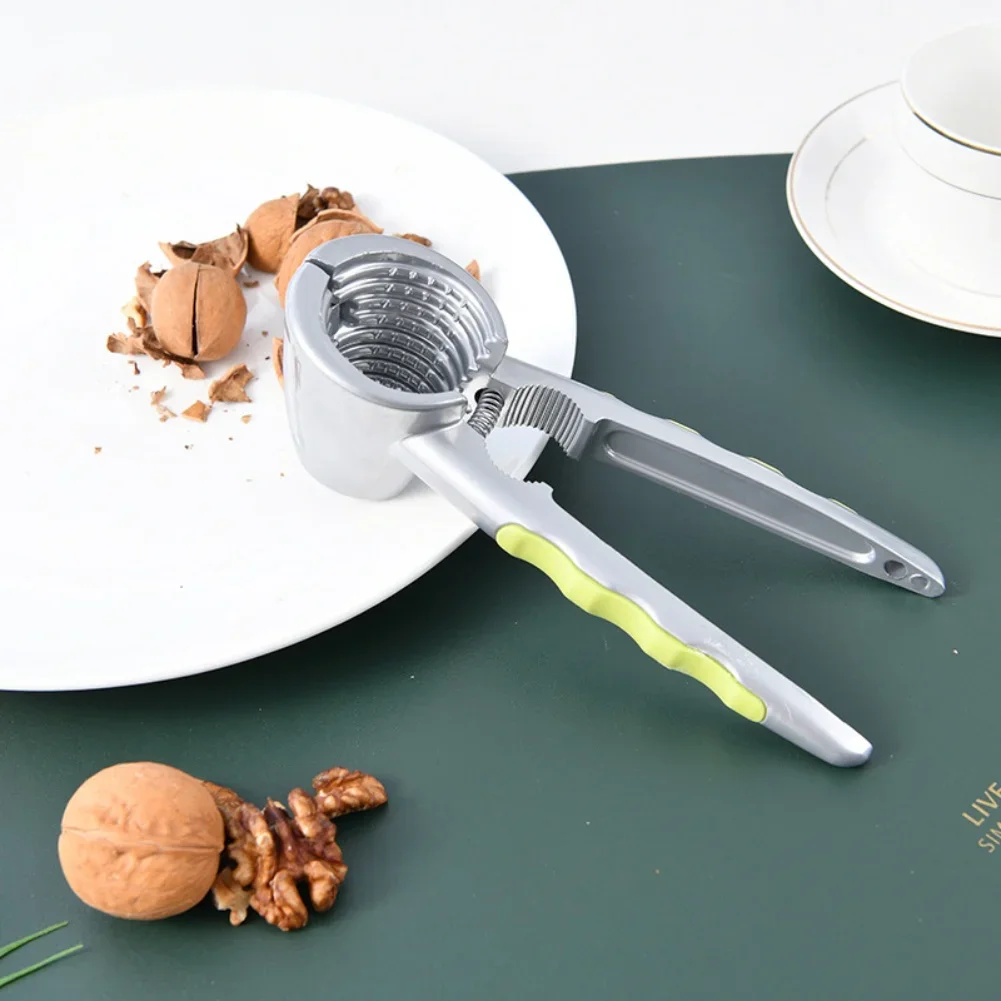 Compact Zinc Alloy Walnut Cracker with Funnel Design and Anti Slip Silicone Grip Nut Cracking Tool for Kitchen Use Green Orange