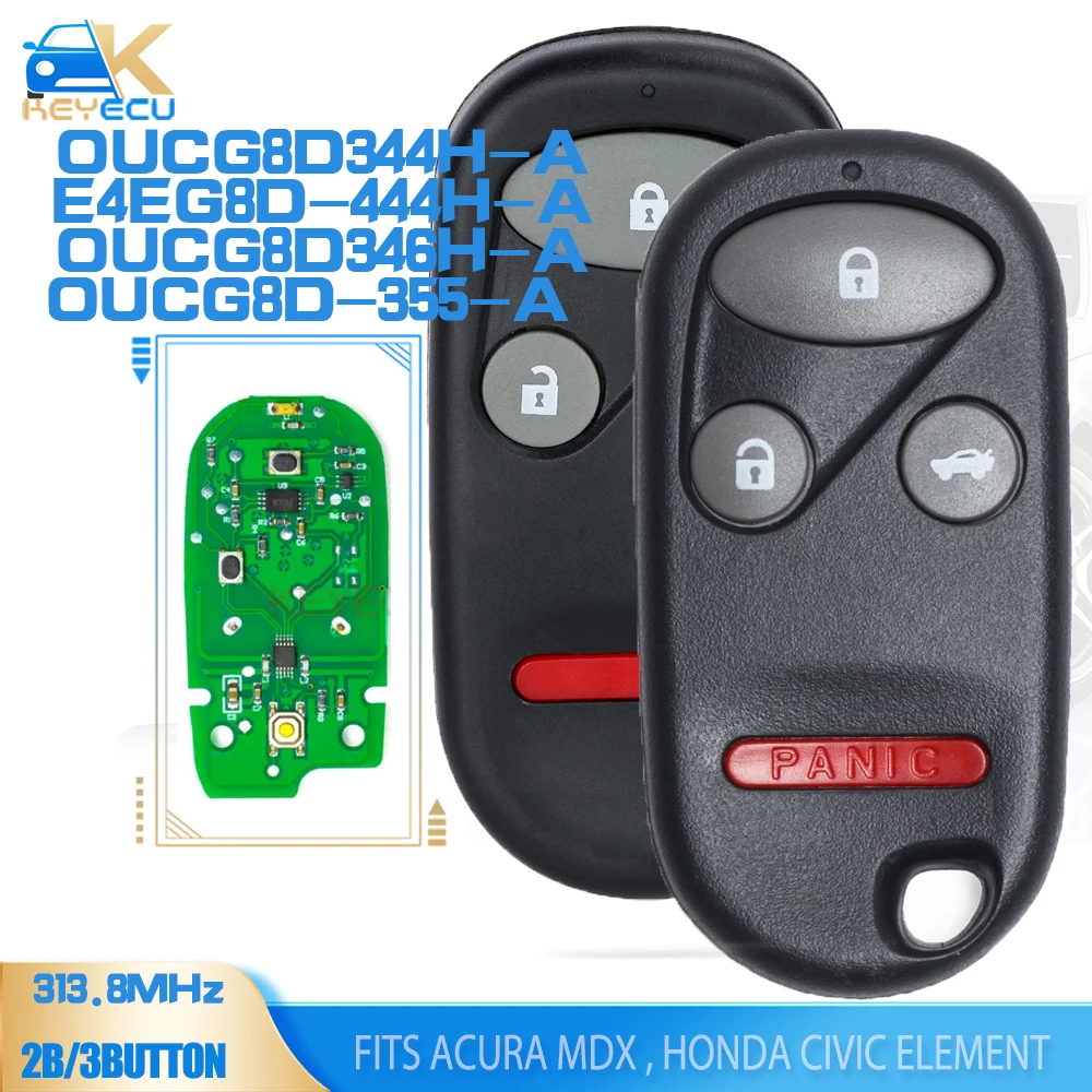 KEYECU E4EG8D-444H-A, OUCG8D344H-A,OUCG8D346H-A,OUCG8D-355H-A Remote Key 313.8MHz Fob for Honda Civic Element , for ACURA MDX