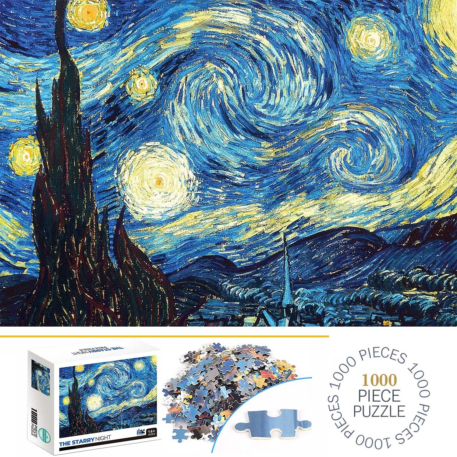 1000 Pieces The Starry Night Jigsaw Puzzles for Adults Home Decor Games Family Fun Floor Puzzles Educational Toys for Kids