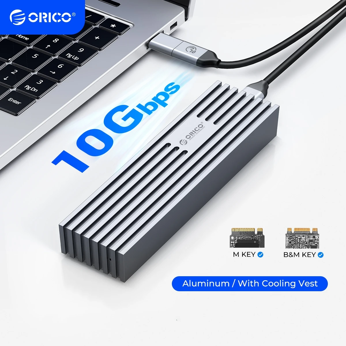 

ORICO Upgraded Aluminum M.2 NVMe SSD Enclosure 10Gbps PCIe Type C M2 SSD Case NVMe M Key Solid State Drive Case Support UASP