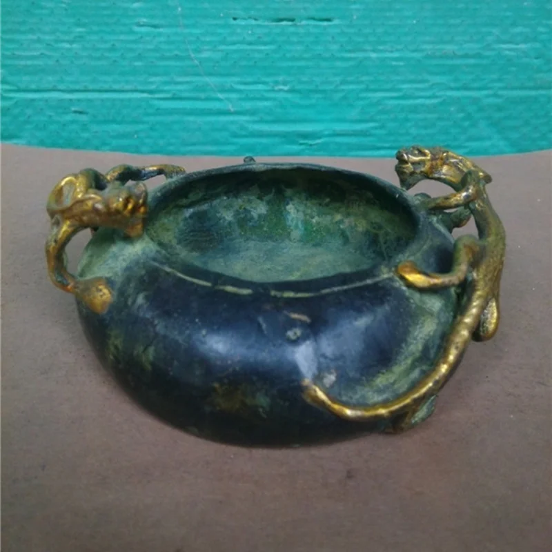 

Antique Miscellaneous Collectibles Copper Pen Washer Ornament Copper Ashtray Four Treasures of the Study Crafts Old Patina Pixiu