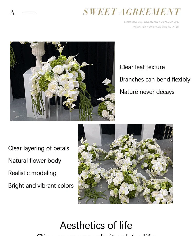 Grün-weiße Kunstblumenkugeln, Schaufensterdekoration, Seidenblumenkugeln, Tischdekoration für Hochzeitsdekoration, Wohnaccessoires – Detail 5